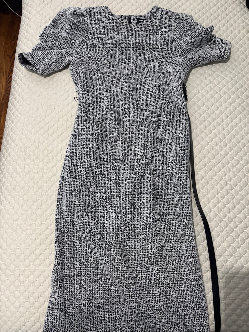 Karl Lagerfeld Black & White Textured Midi Dress